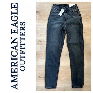 NEW w/TAGS American Eagle Stretch Mom Jeans washed black 000 reg
